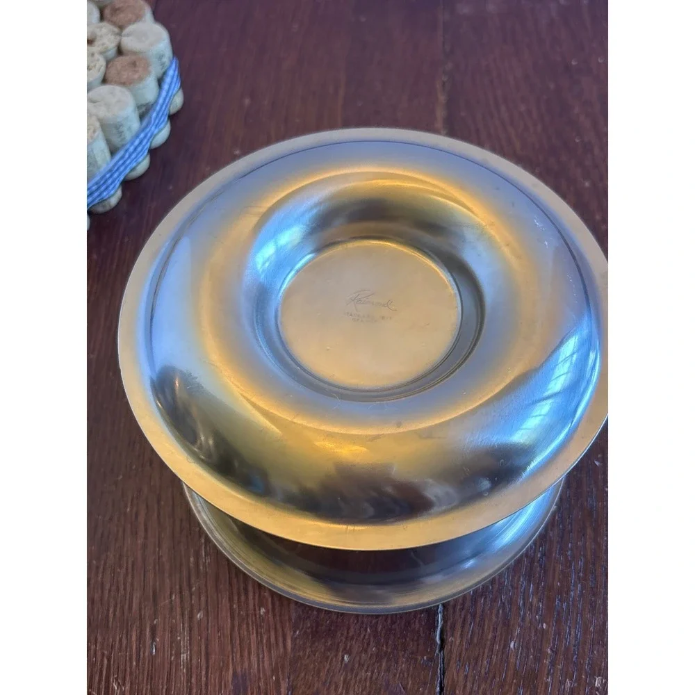 Raimond Stainless 18/8 Denmark Sherbet Dessert Bowl Attached Underplate Silver